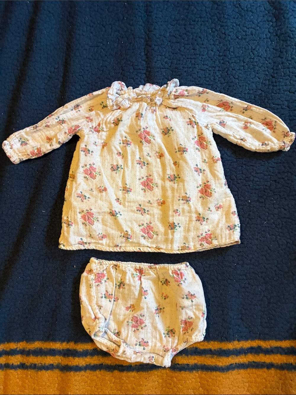 Bon bon Baby Girls Floral Cream and Pink Diaper Cover Set